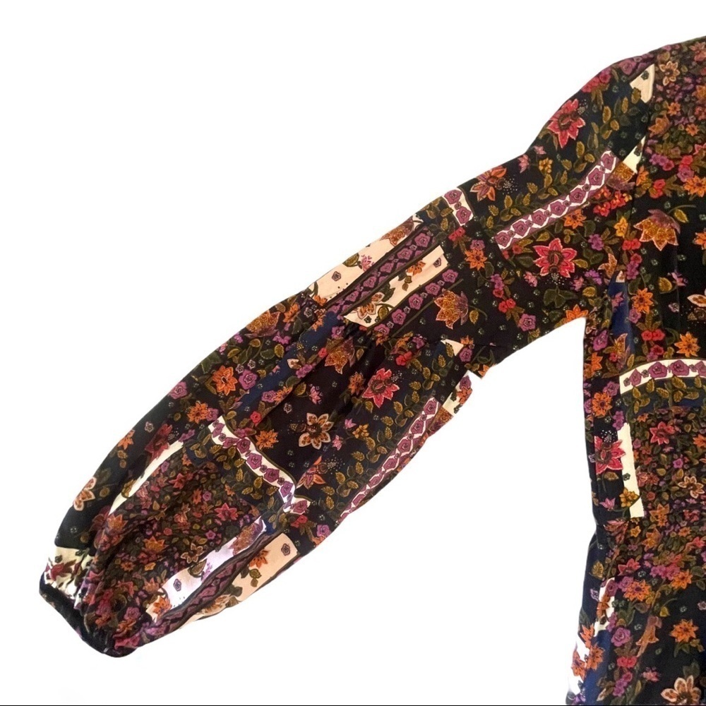 Zara Patchwork Floral Boho Peasant Midi Dress MulticolorXS - Picture 12 of 16